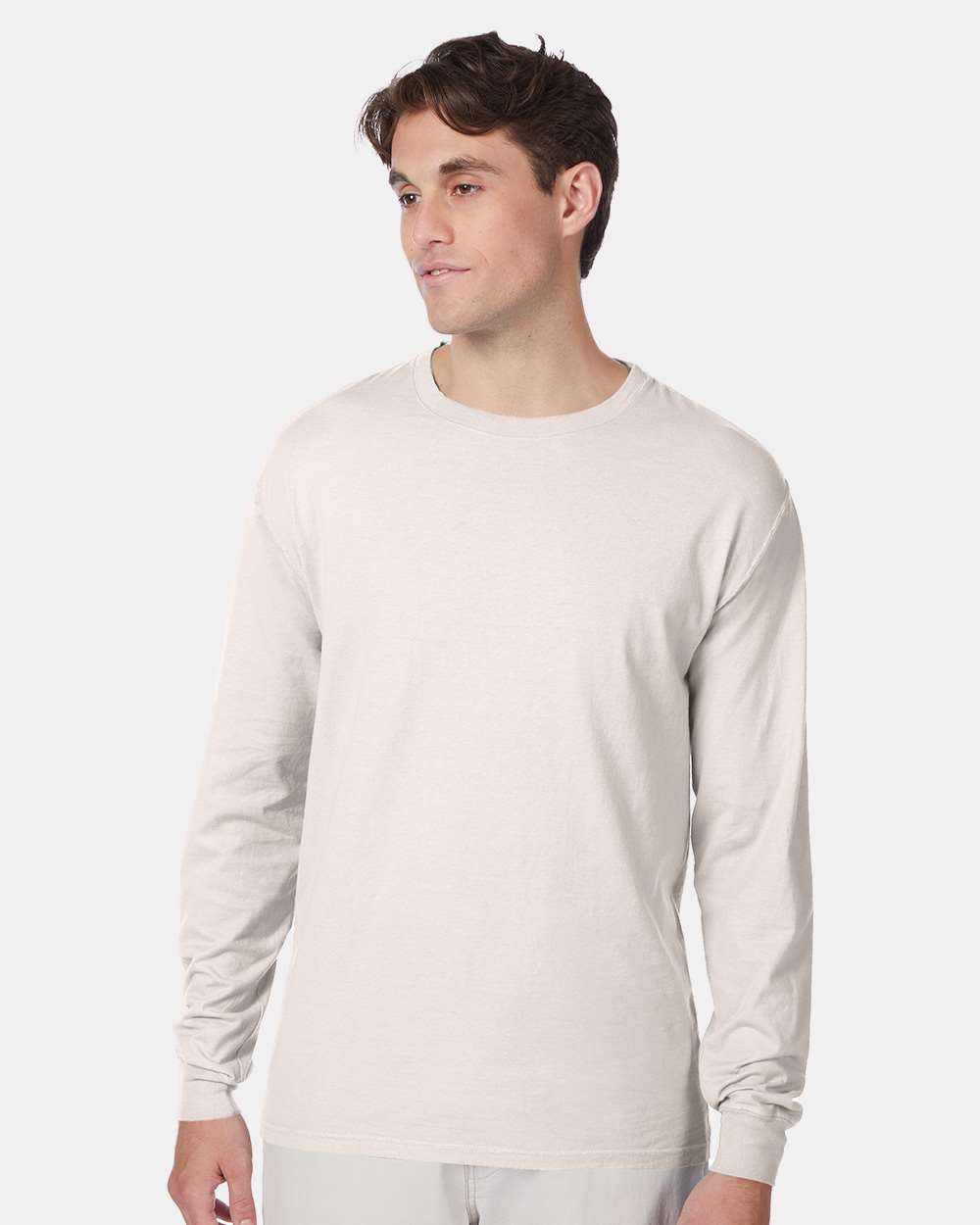 Unisex Beefy-T® Long Sleeve T-Shirt - OnModelFront - B08700243 - Natural