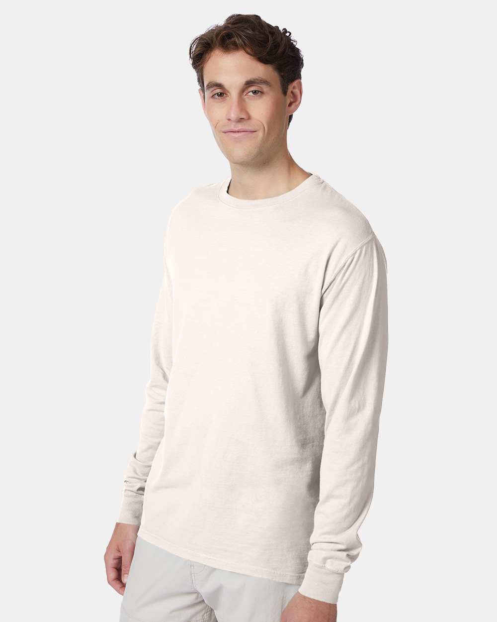 Unisex Beefy-T® Long Sleeve T-Shirt - OnModelSide - B08700243 - Natural