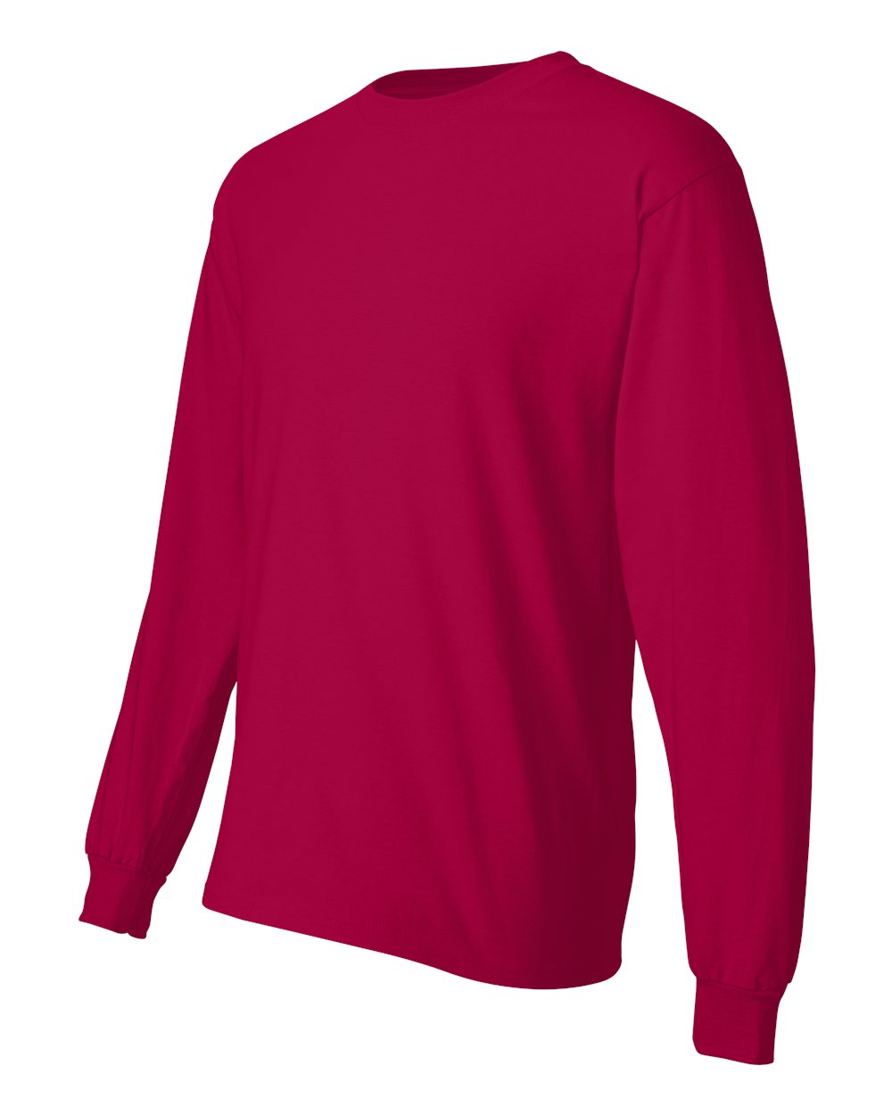 Unisex Beefy-T® Long Sleeve T-Shirt - Side - B08700223 - Deep Red