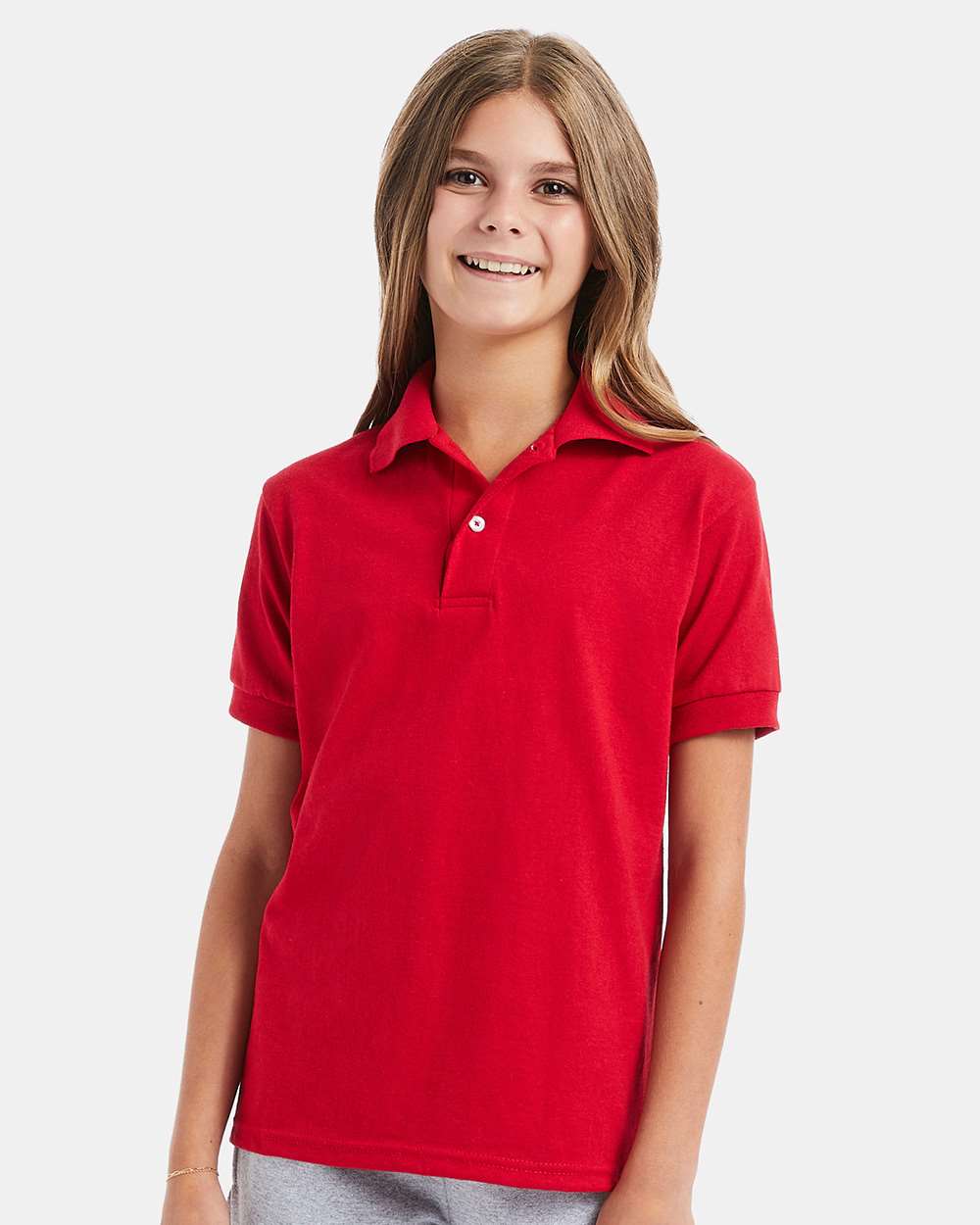 Youth Ecosmart® Jersey Polo - OnModelFront - B31000222 - Deep Red