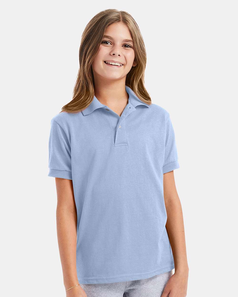 Youth Ecosmart® Jersey Polo - OnModelFront - B31000252 - Light Blue