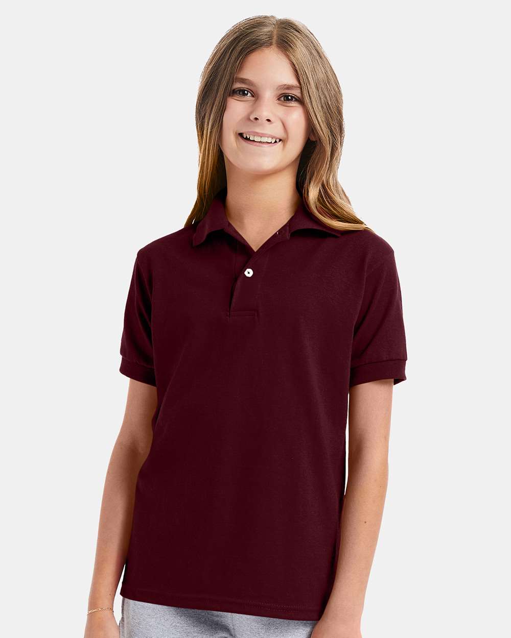 Youth Ecosmart® Jersey Polo - OnModelFront - B31000532 - Maroon