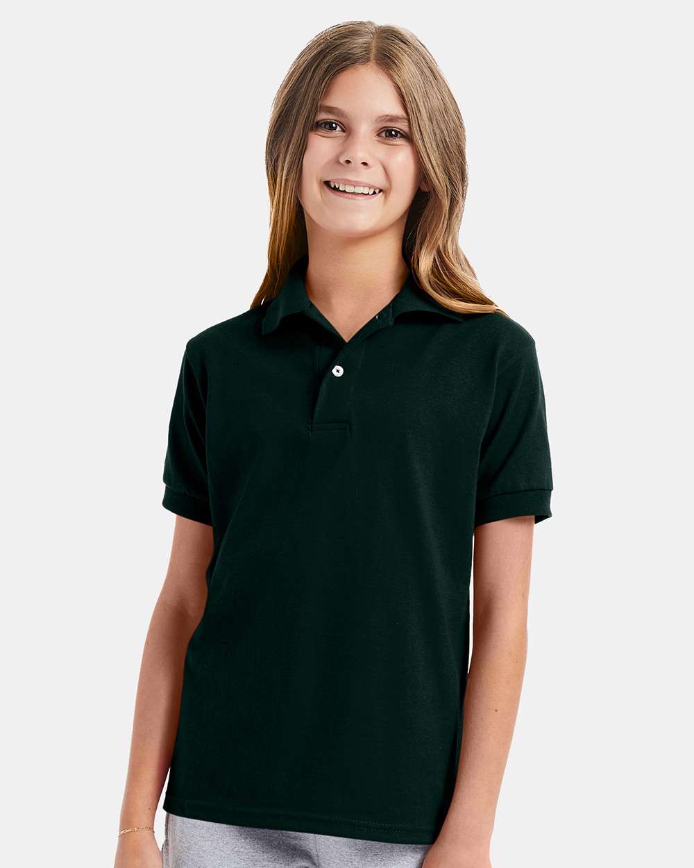 Youth Ecosmart® Jersey Polo - OnModelFront - B31000872 - Deep Forest