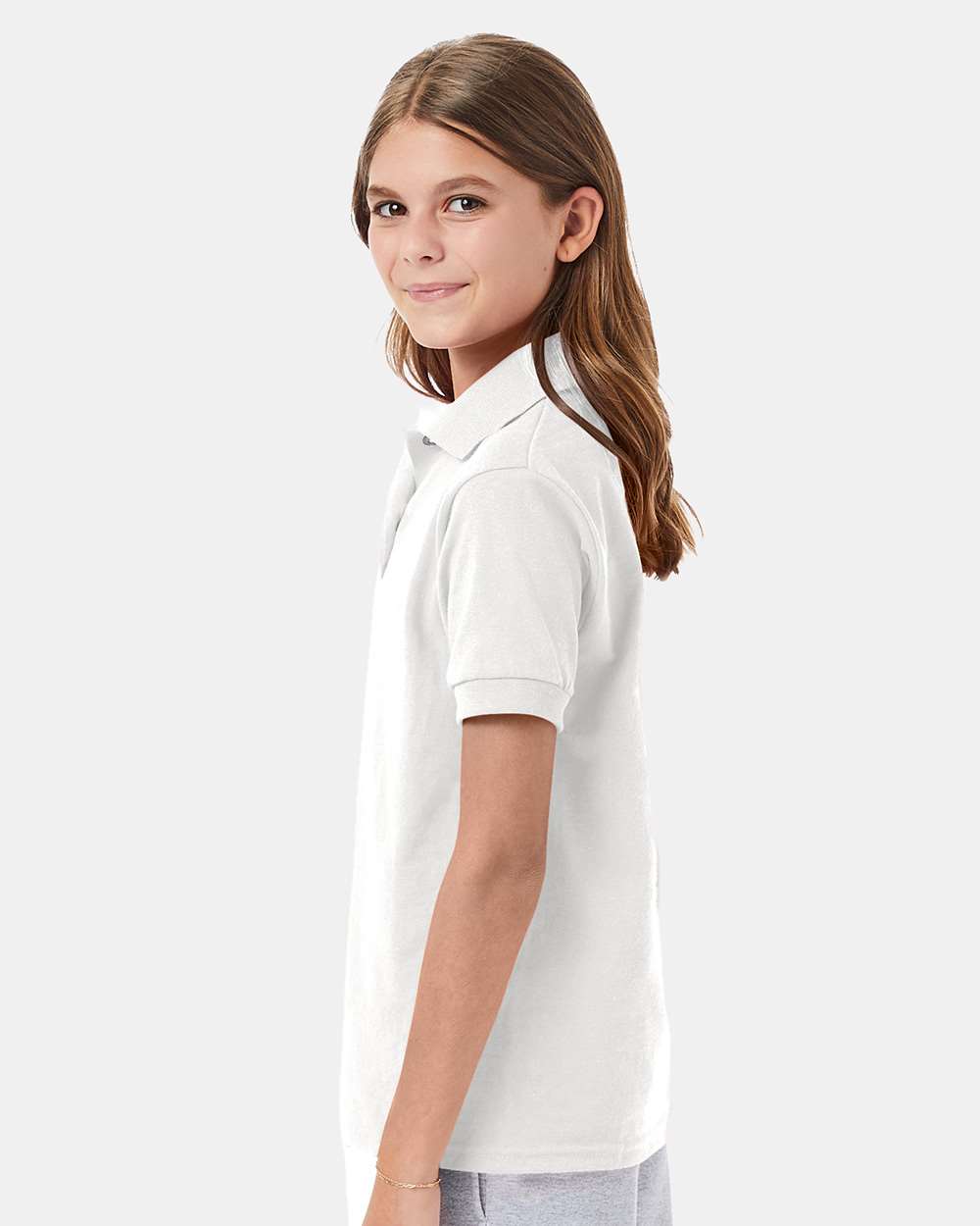 Youth Ecosmart® Jersey Polo - OnModelSide - B31000002 - White