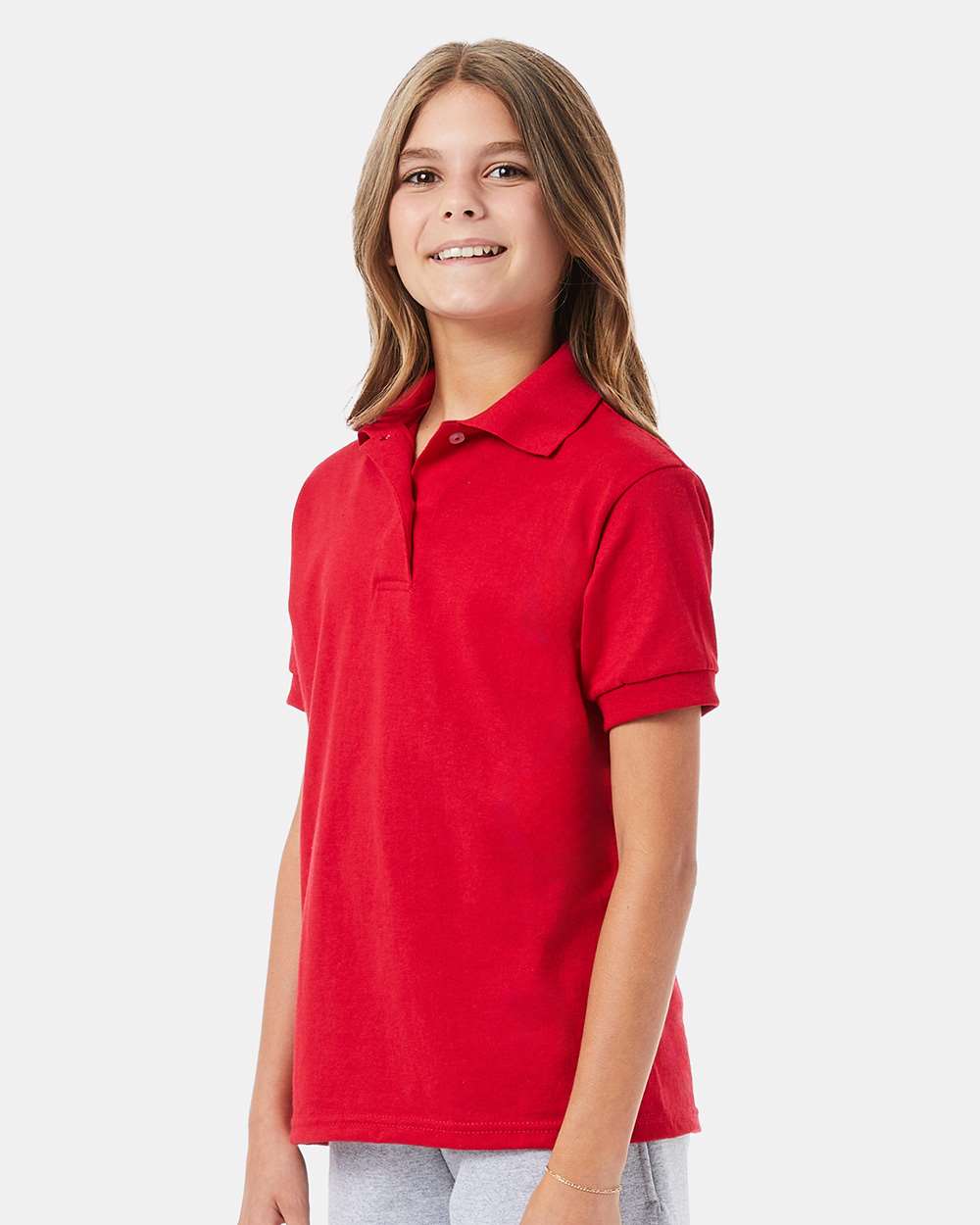 Youth Ecosmart® Jersey Polo - OnModelSide - B31000222 - Deep Red