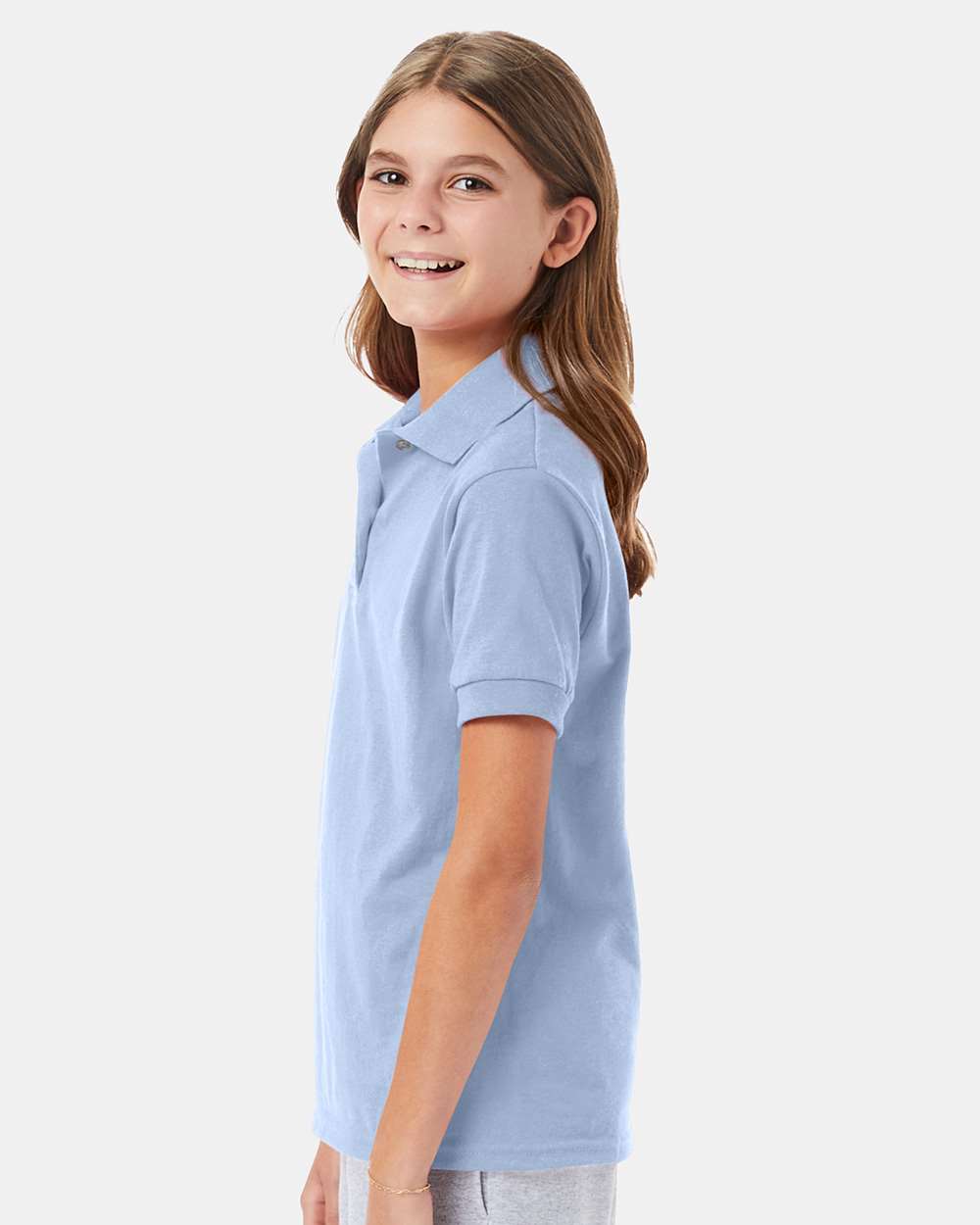 Youth Ecosmart® Jersey Polo - OnModelSide - B31000252 - Light Blue
