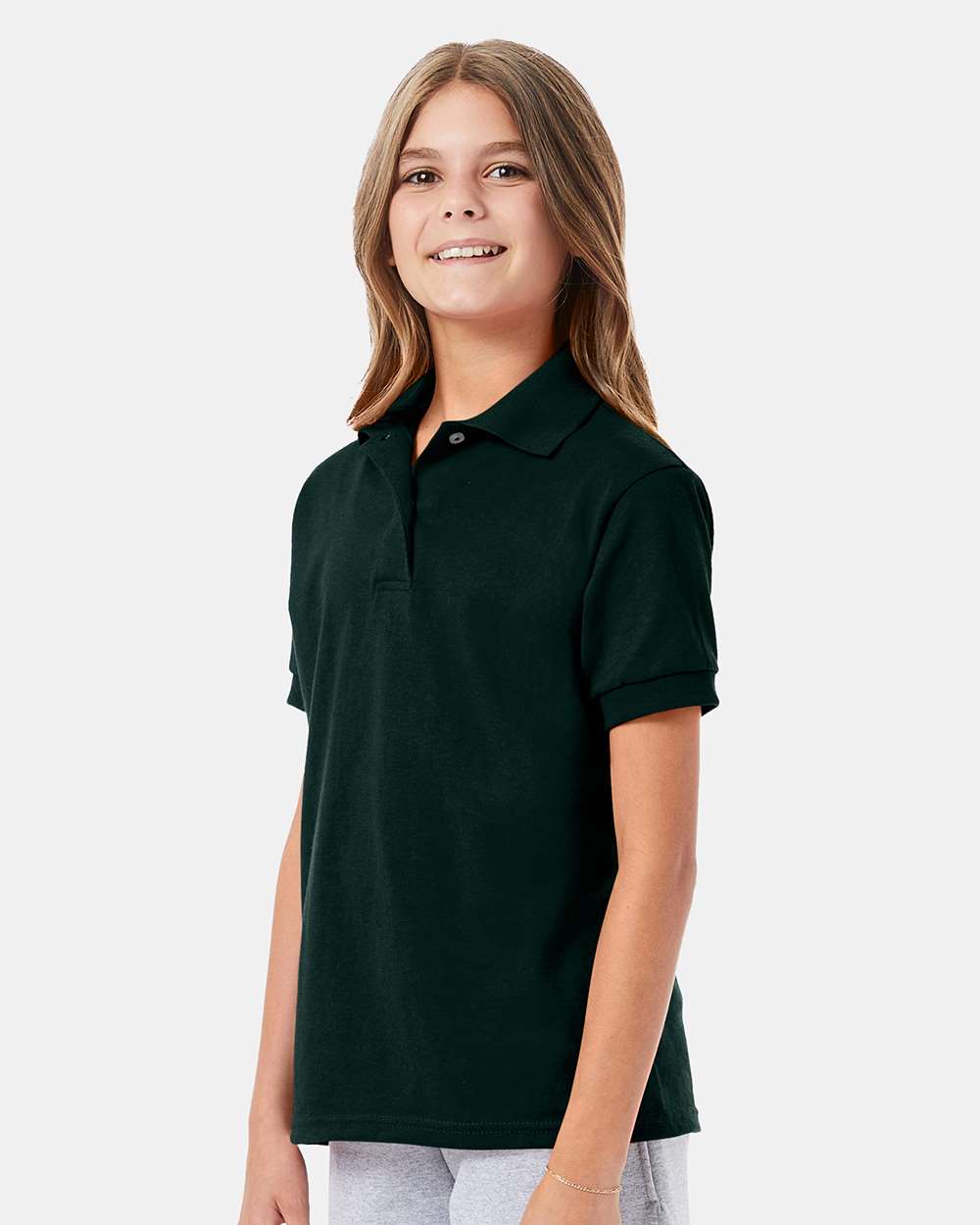 Youth Ecosmart® Jersey Polo - OnModelSide - B31000872 - Deep Forest