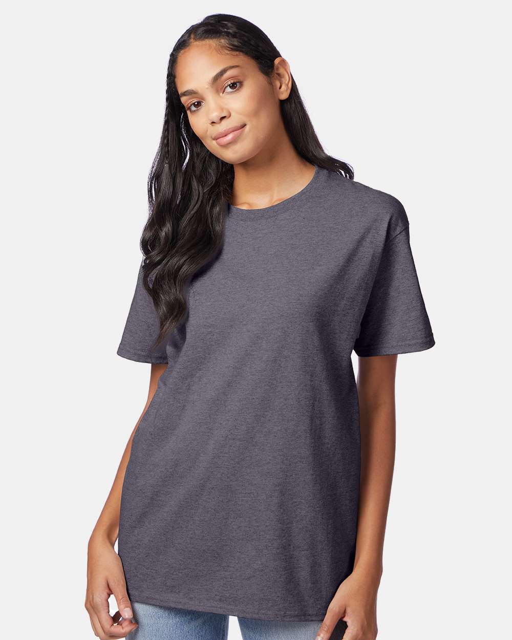 Unisex Authentic T-Shirt - OnModelFront - B00700093 - Charcoal Heather