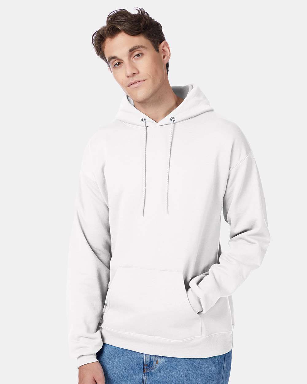 Unisex Ecosmart® Hooded Sweatshirt - OnModelFront - B22000003 - White