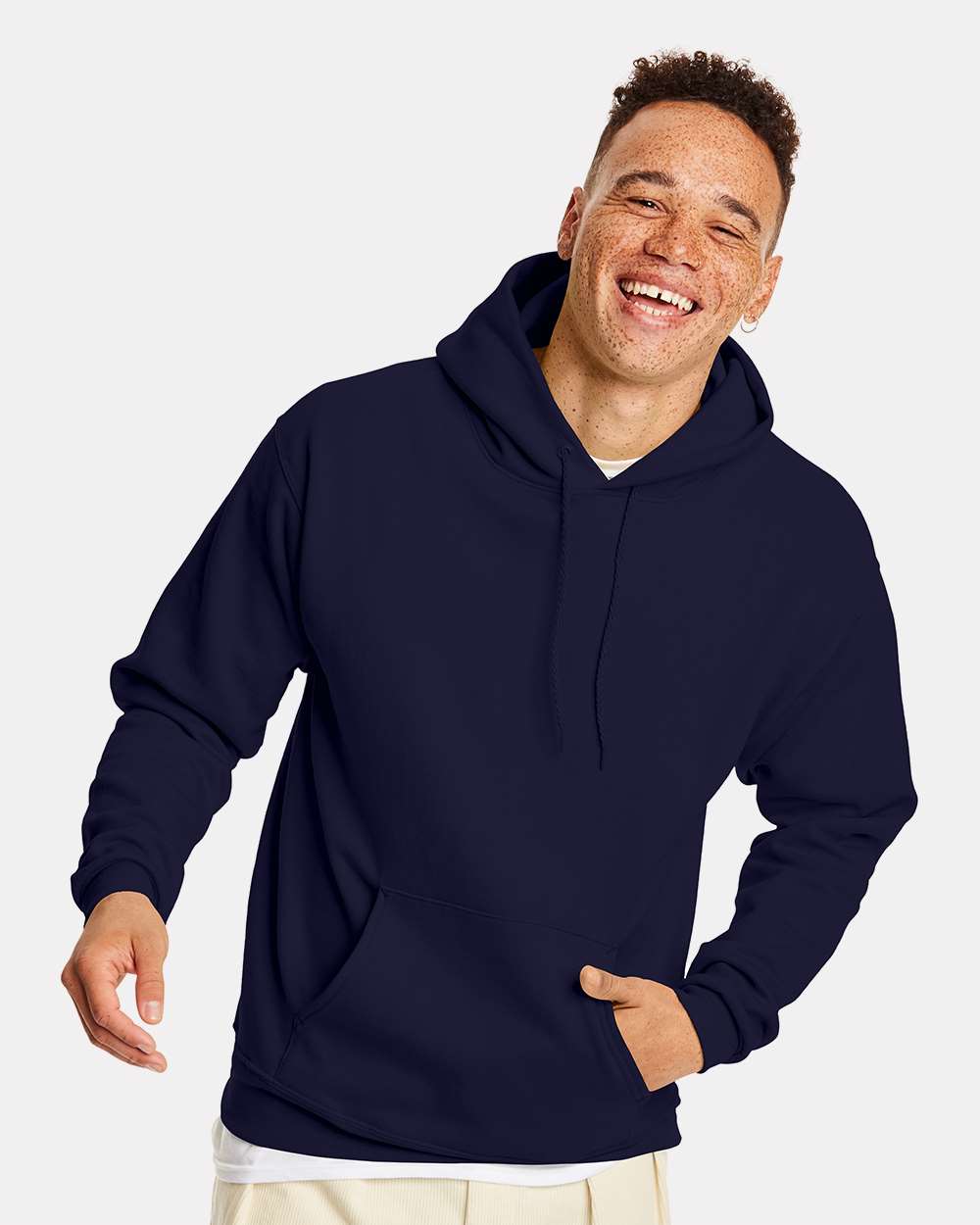Unisex Ecosmart® Hooded Sweatshirt - OnModelFront - B22000033 - Athletic Navy