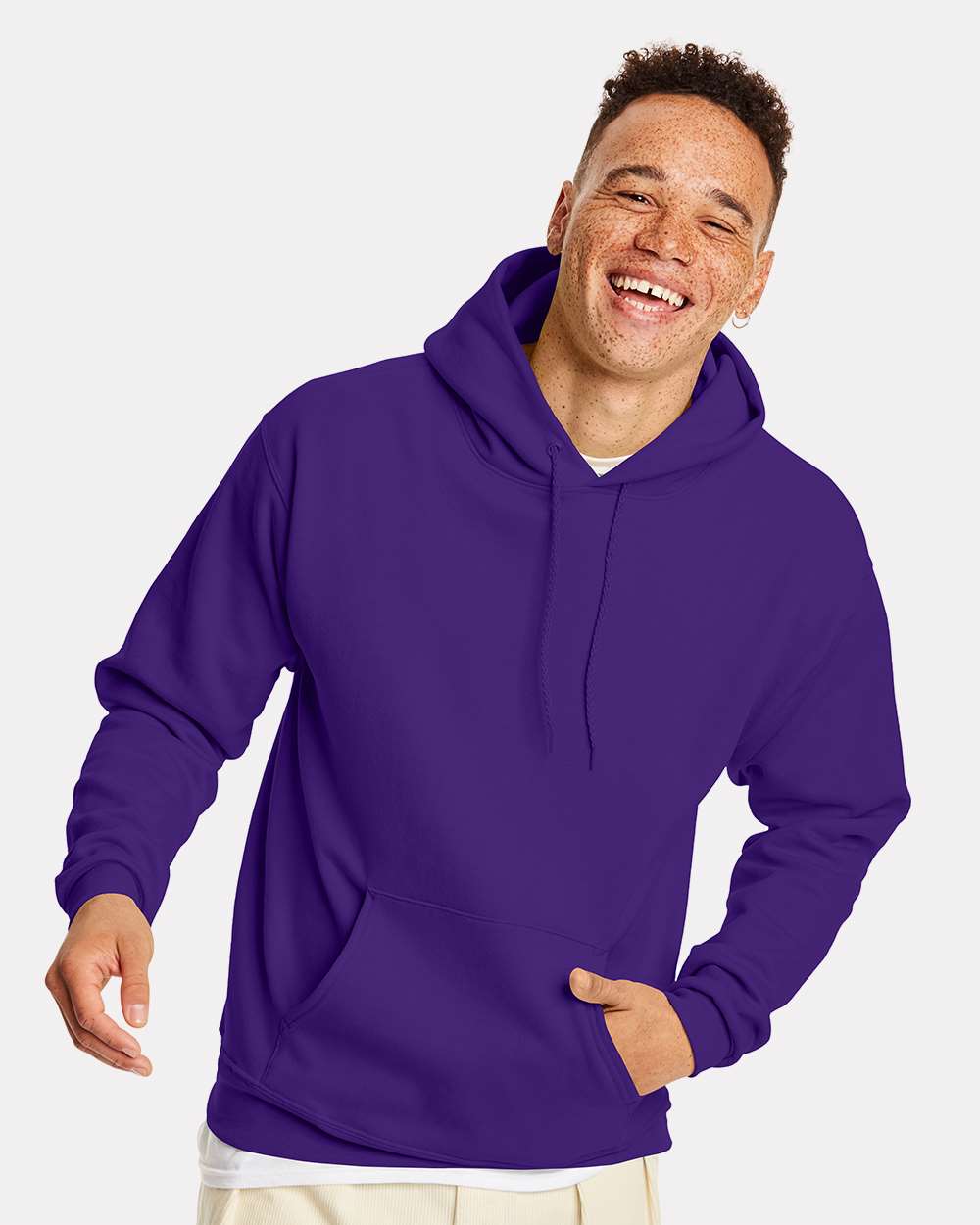 Unisex Ecosmart® Hooded Sweatshirt - OnModelFront - B22000043 - Athletic Purple