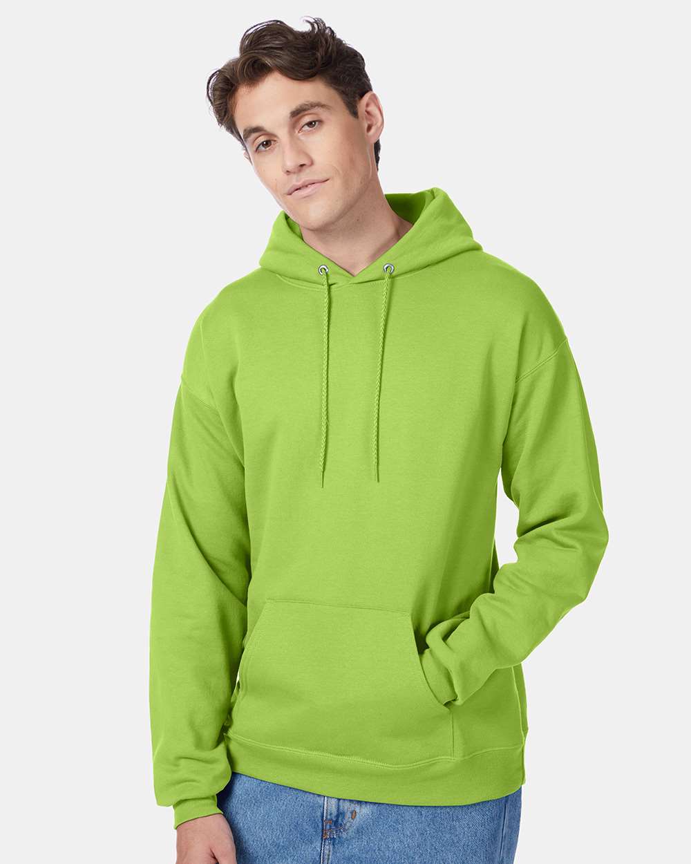 Unisex Ecosmart® Hooded Sweatshirt - OnModelFront - B22000173 - Lime