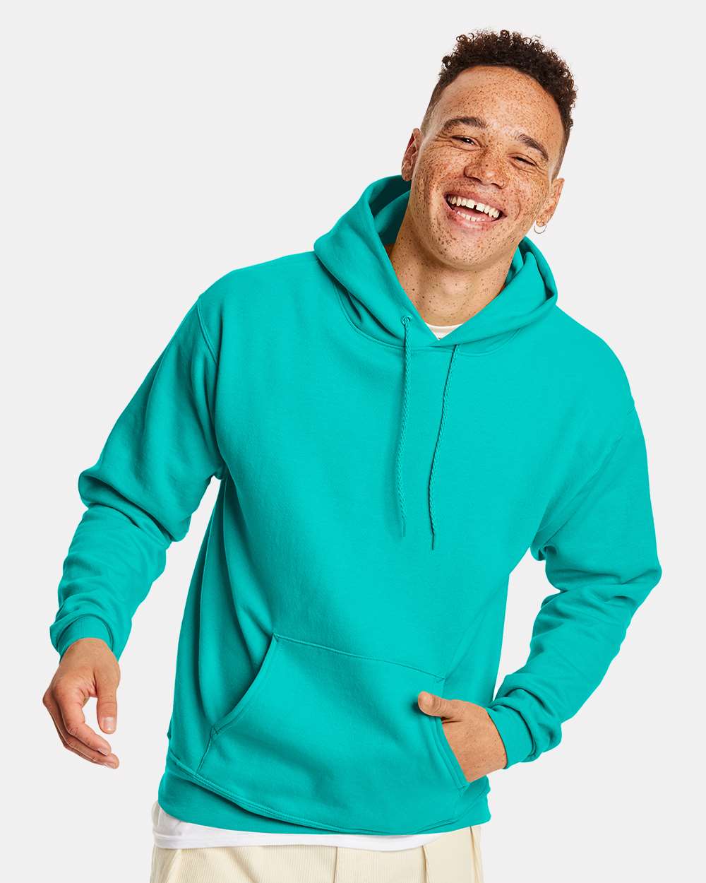 Unisex Ecosmart® Hooded Sweatshirt - OnModelFront - B22000193 - Athletic Teal