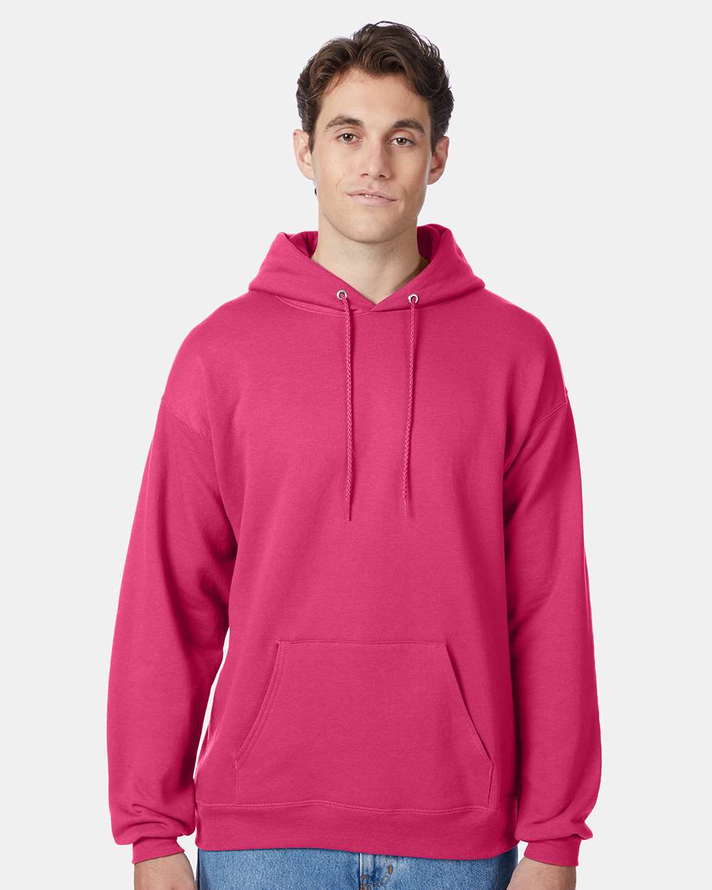 Unisex Ecosmart® Hooded Sweatshirt - OnModelFront - B22000303 - Wow Pink
