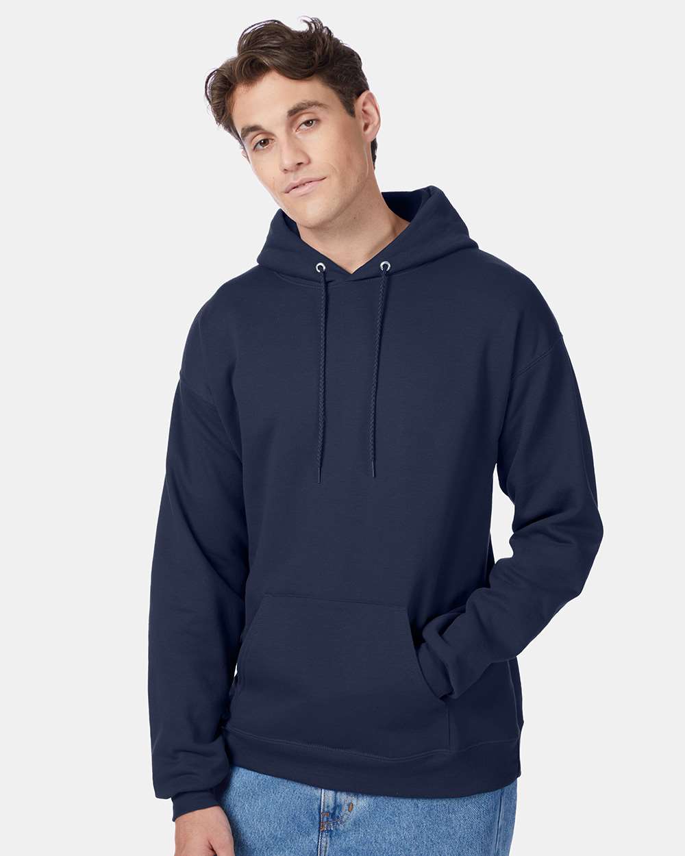 Unisex Ecosmart® Hooded Sweatshirt - OnModelFront - B22000653 - Navy