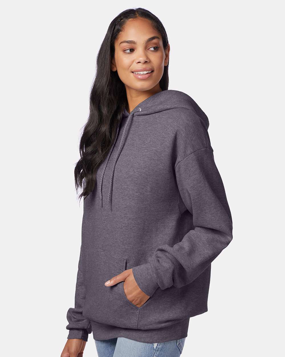 Unisex Ecosmart® Hooded Sweatshirt - OnModelSide - B22000093 - Charcoal Heather