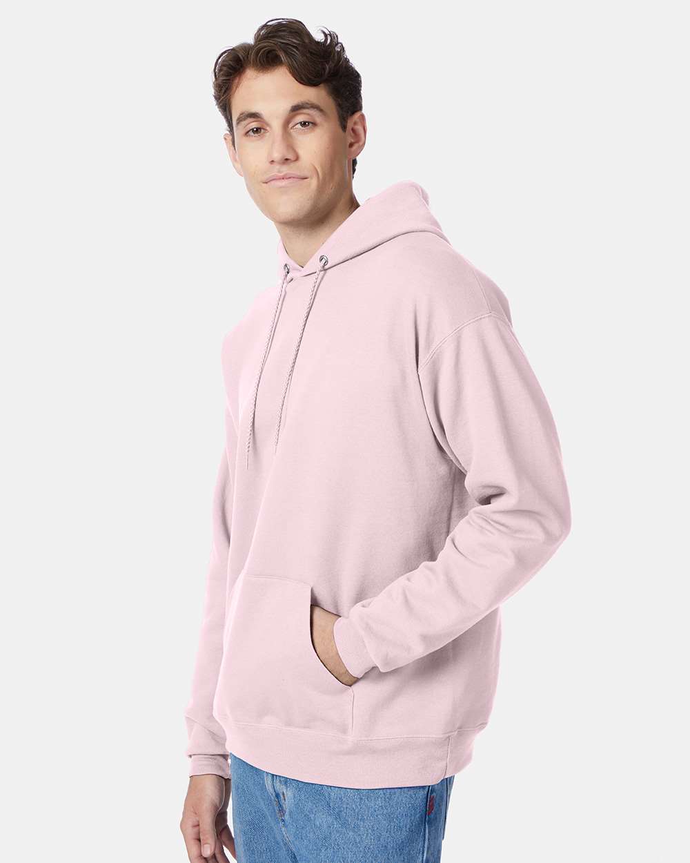 Unisex Ecosmart® Hooded Sweatshirt - OnModelSide - B22000313 - Pale Pink