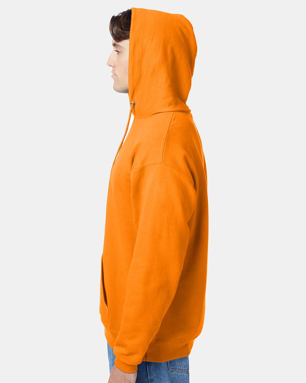 Unisex Ecosmart® Hooded Sweatshirt - OnModelSide - B22000343 - Safety Orange