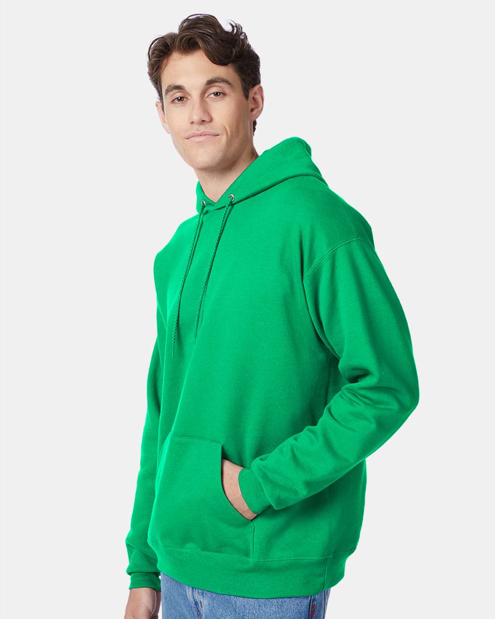 Unisex Ecosmart® Hooded Sweatshirt - OnModelSide - B22000603 - Kelly Green