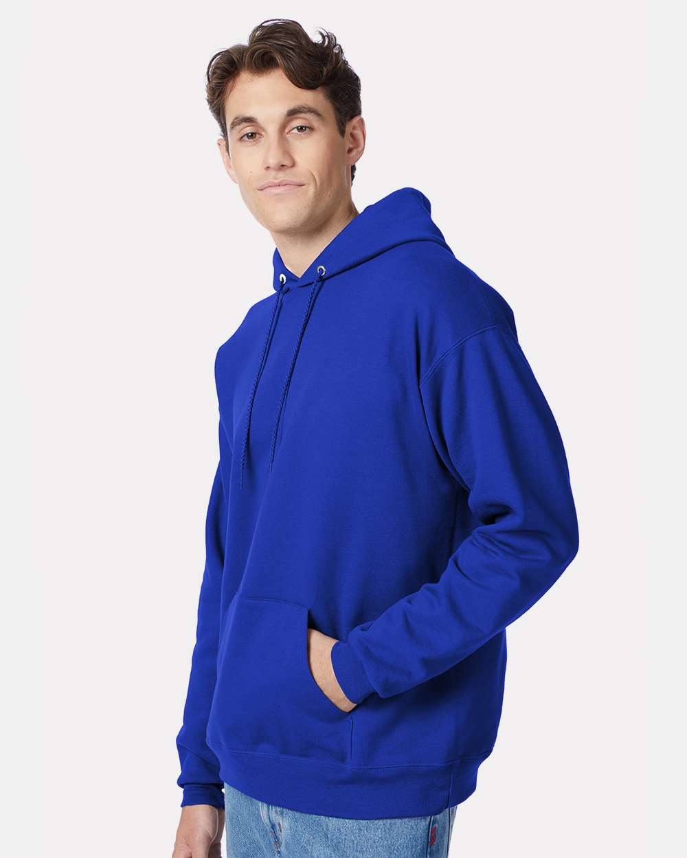 Unisex Ecosmart® Hooded Sweatshirt - OnModelSide - B22000883 - Deep Royal