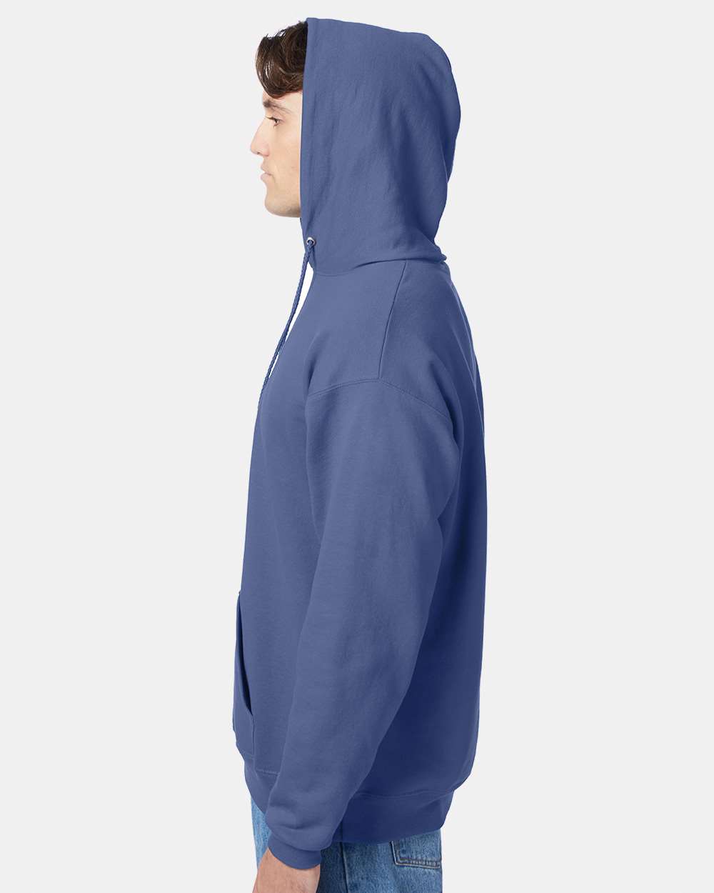 Unisex Ecosmart® Hooded Sweatshirt - OnModelSide - B22000983 - Denim Blue