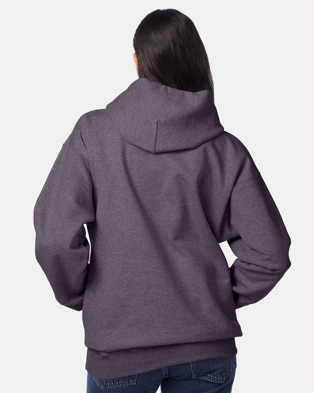 Unisex Ultimate Cotton® Hooded Sweatshirt - OnModelBack - B22200093 - Charcoal Heather