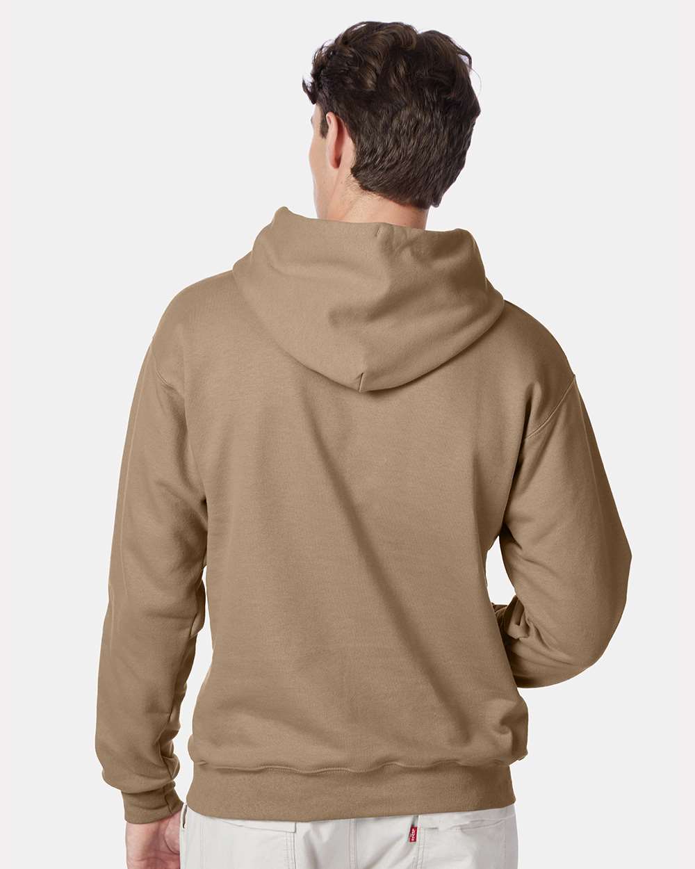 Unisex Ultimate Cotton® Hooded Sweatshirt - OnModelBack - B22200363 - Pebble