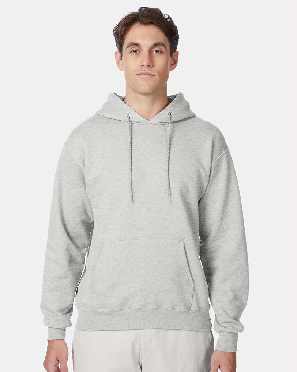 Unisex Ultimate Cotton® Hooded Sweatshirt - OnModelFront - B22200023 - Ash