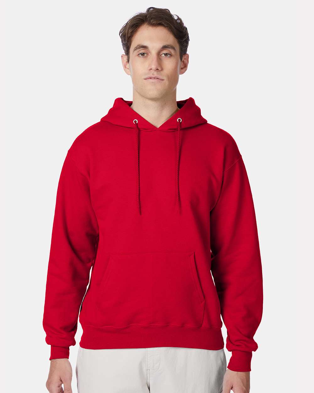 Unisex Ultimate Cotton® Hooded Sweatshirt - OnModelFront - B22200223 - Deep Red