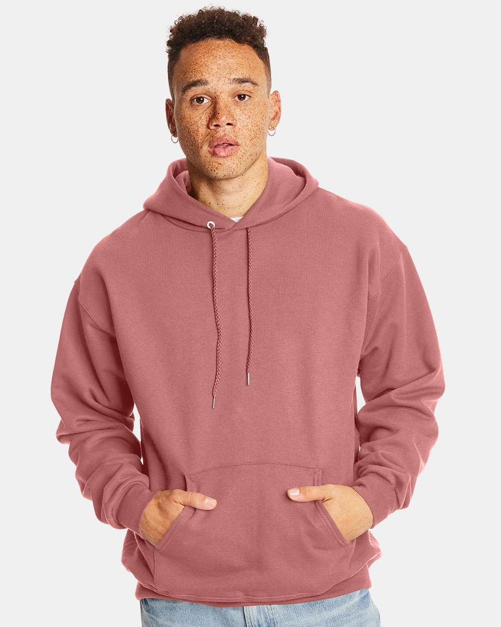 Unisex Ultimate Cotton® Hooded Sweatshirt - OnModelFront - B22200273 - Mauve