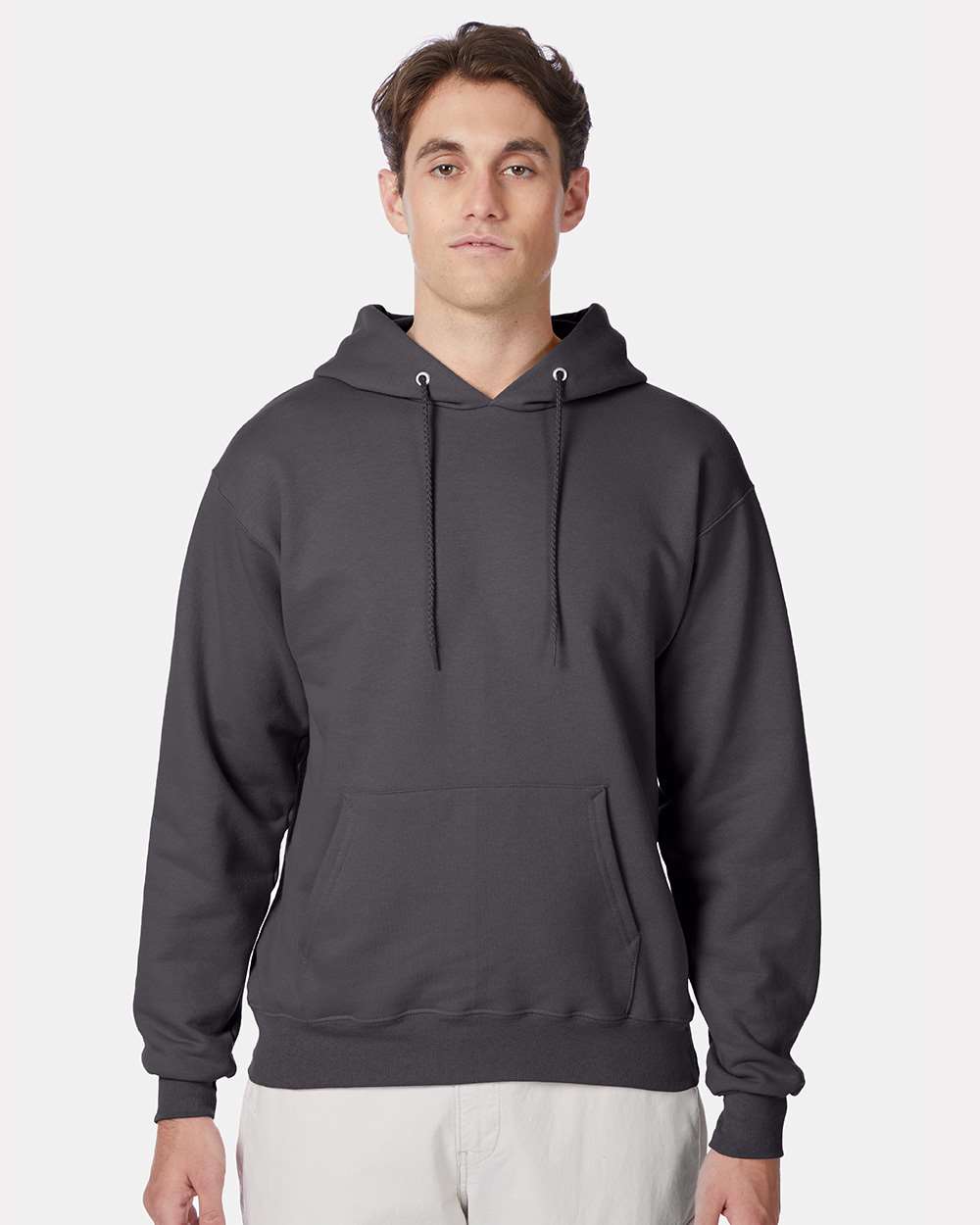 Unisex Ultimate Cotton® Hooded Sweatshirt - OnModelFront - B22200513 - Smoke Grey