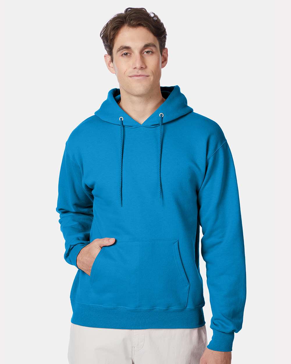 Unisex Ultimate Cotton® Hooded Sweatshirt - OnModelFront - B22200763 - Teal