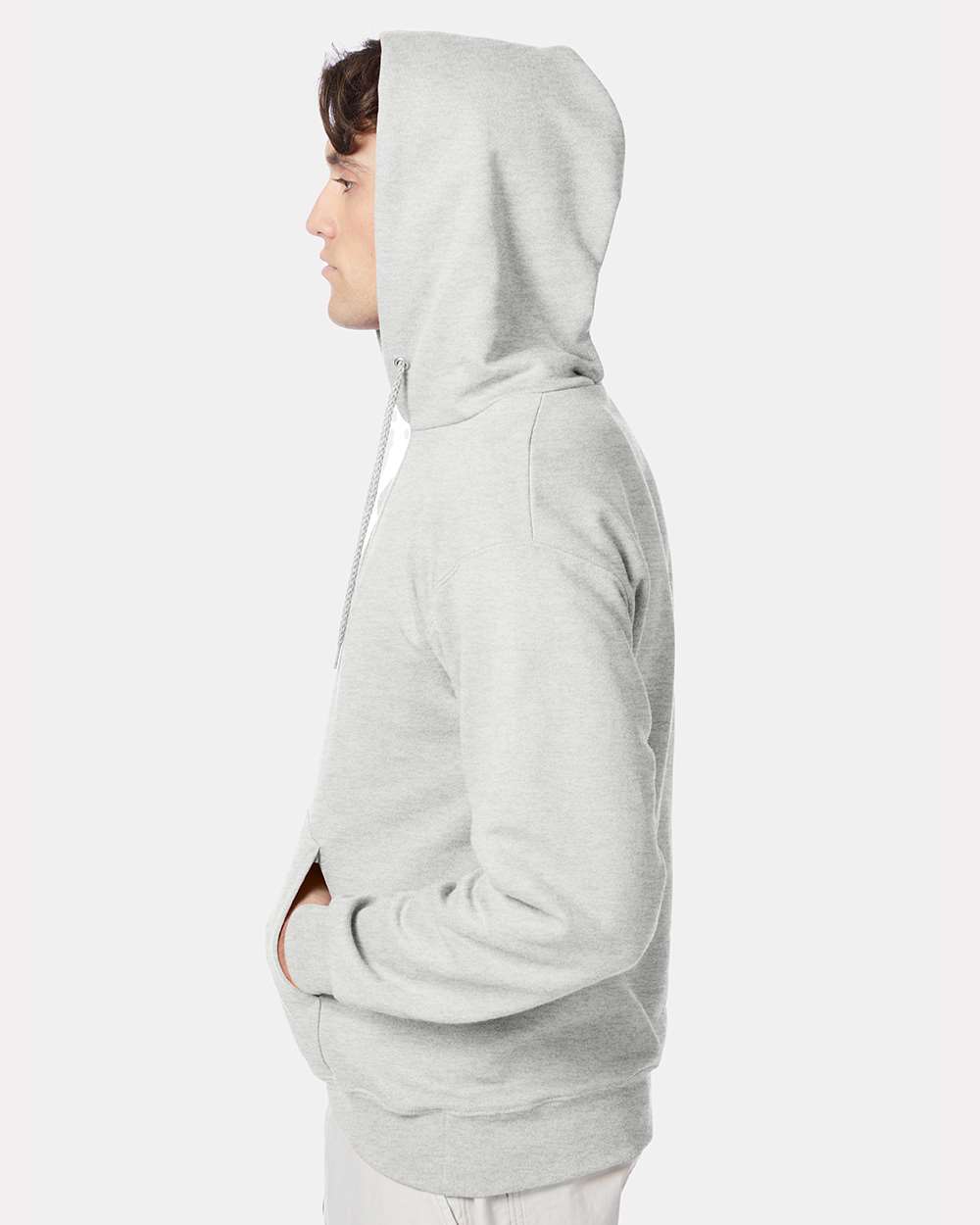 Unisex Ultimate Cotton® Hooded Sweatshirt - OnModelSide - B22200023 - Ash