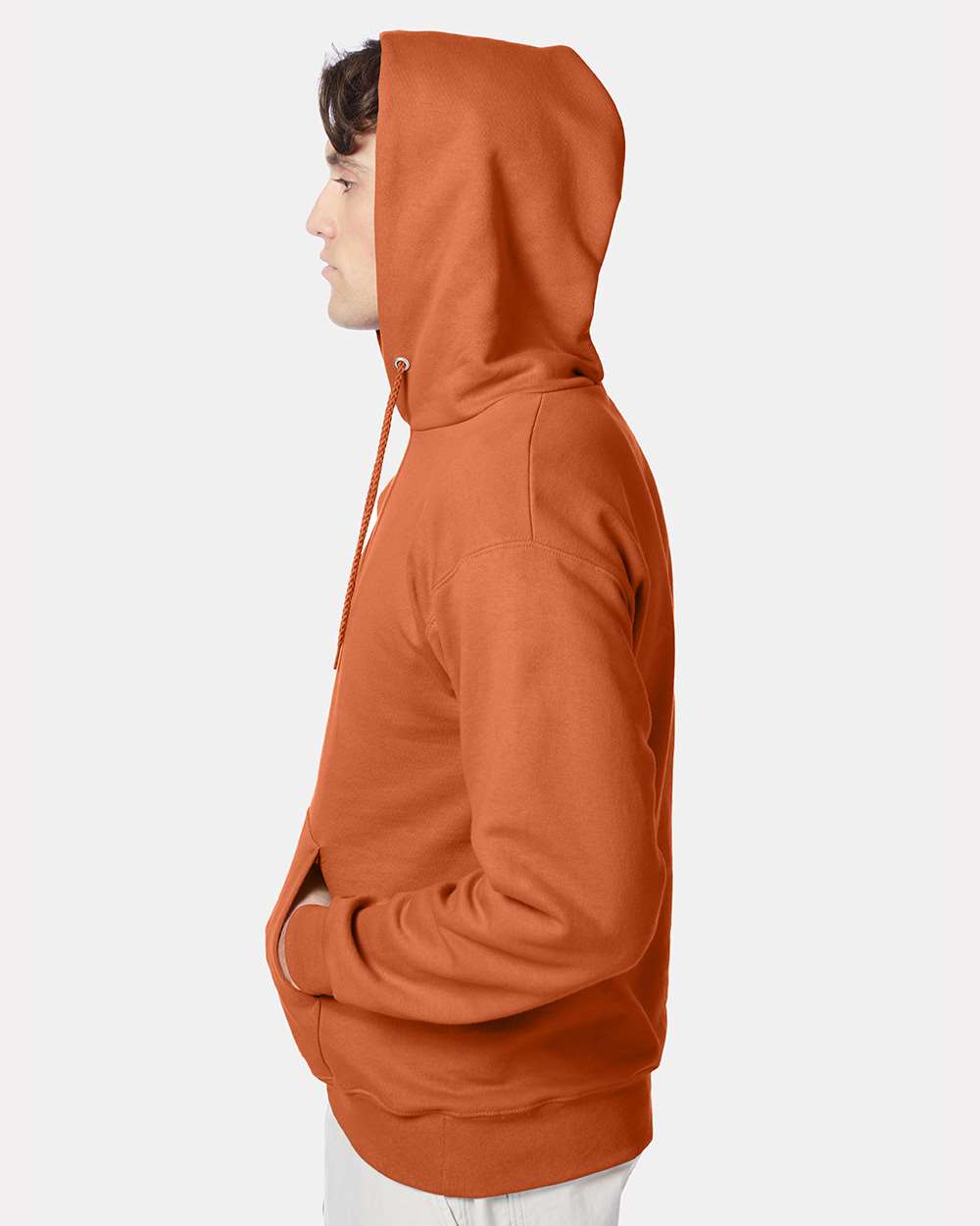 Unisex Ultimate Cotton® Hooded Sweatshirt - OnModelSide - B22200663 - Pumpkin