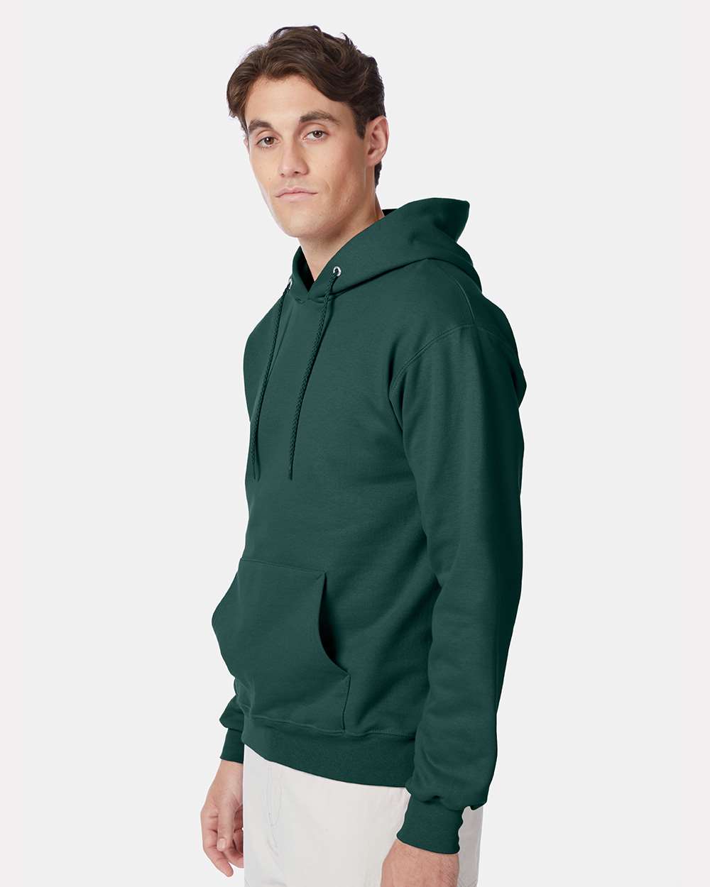 Unisex Ultimate Cotton® Hooded Sweatshirt - OnModelSide - B22200873 - Deep Forest