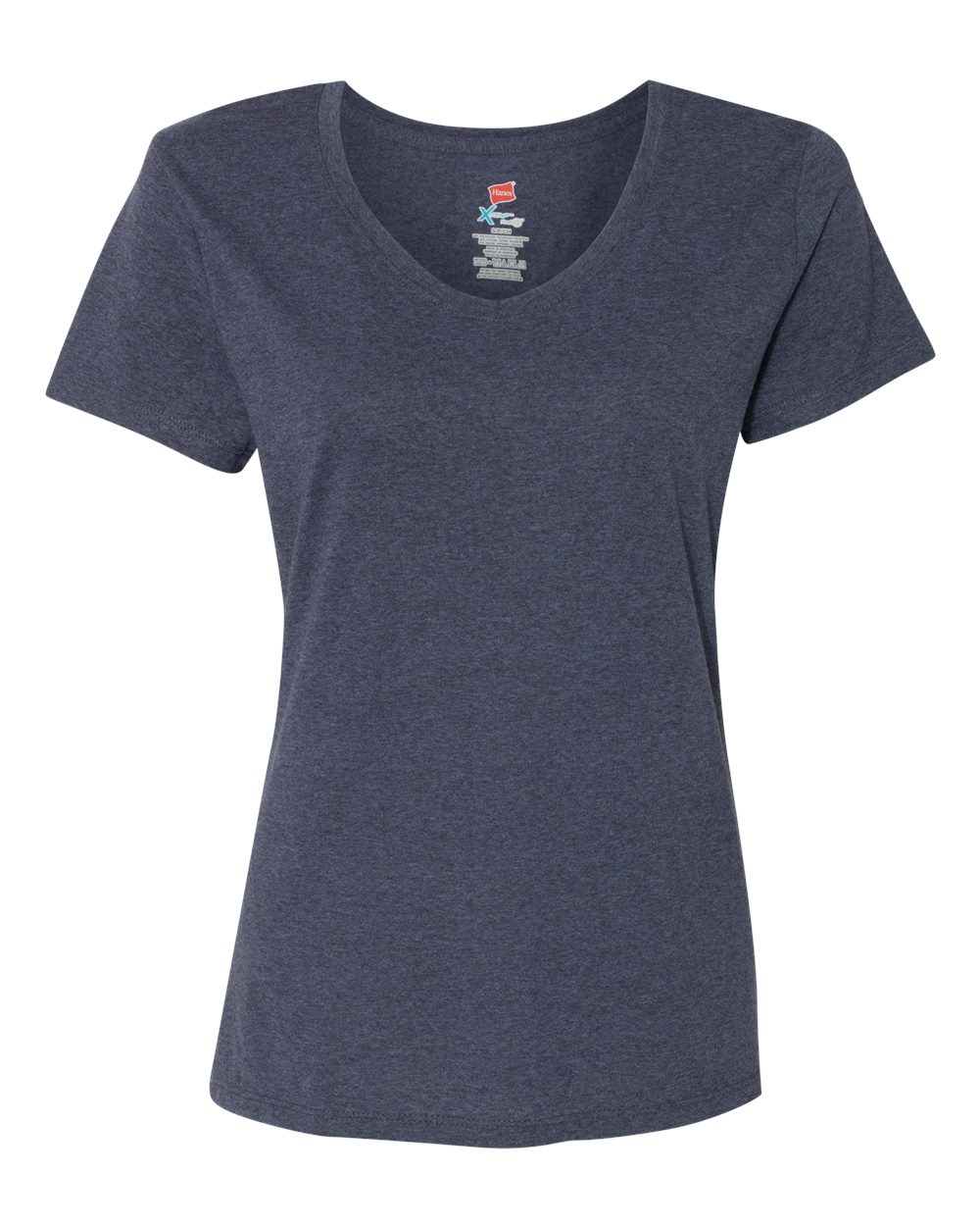 Women's Perfect-T Triblend V-Neck T-Shirt - Front - B34300653 - Navy Triblend