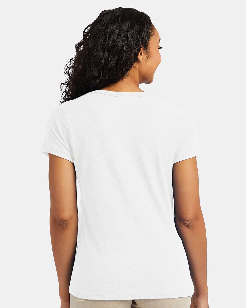 Women's Perfect-T Triblend V-Neck T-Shirt - OnModelBack - B34300013 - Eco White