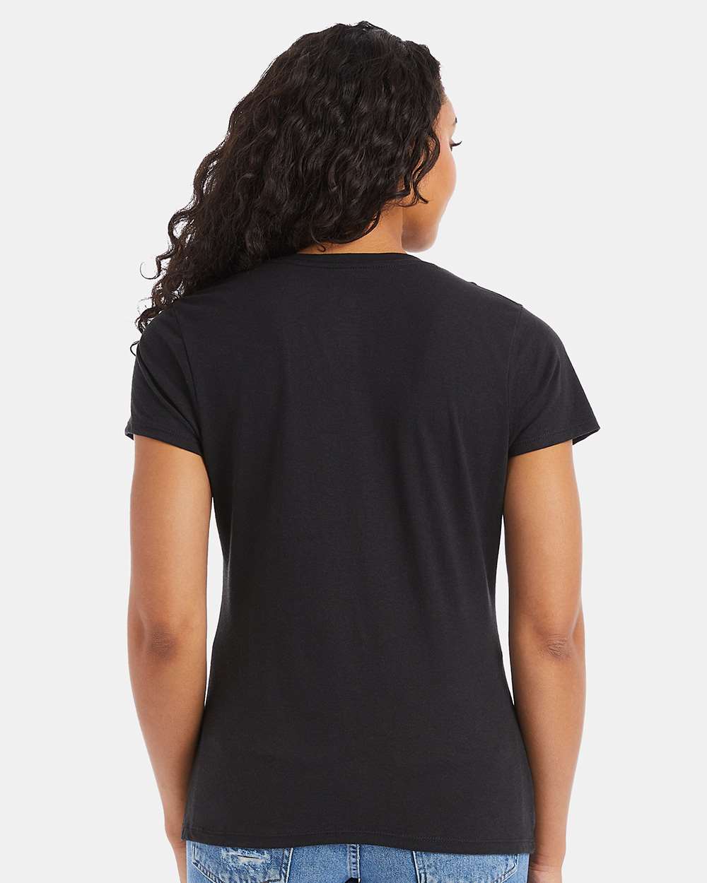 Women's Perfect-T Triblend V-Neck T-Shirt - OnModelBack - B34300503 - Black Triblend