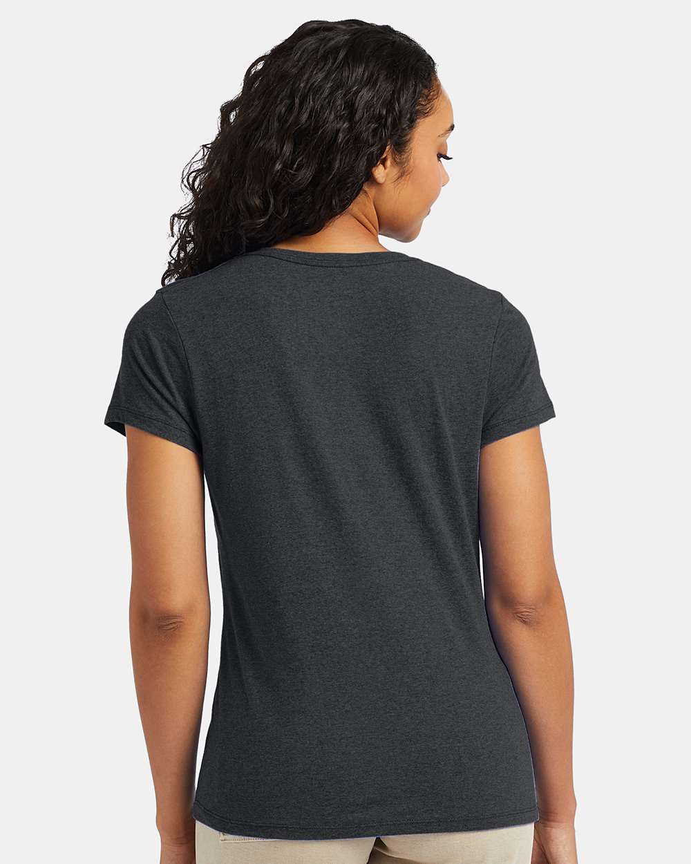 Women's Perfect-T Triblend V-Neck T-Shirt - OnModelBack - B34300513 - Slate Triblend