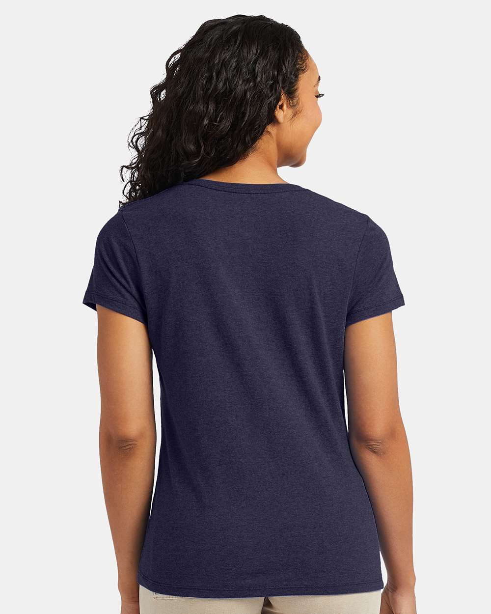 Women's Perfect-T Triblend V-Neck T-Shirt - OnModelBack - B34300653 - Navy Triblend