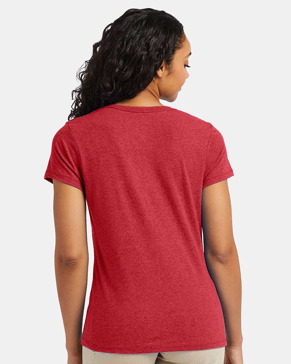 Women's Perfect-T Triblend V-Neck T-Shirt - OnModelBack - B34300703 - Red Triblend