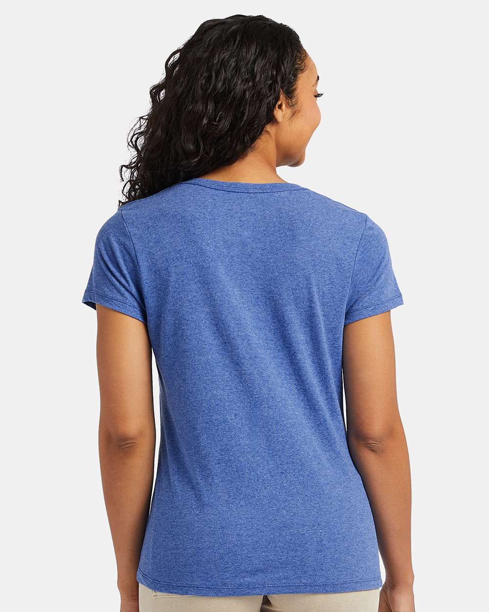 Women's Perfect-T Triblend V-Neck T-Shirt - OnModelBack - B34300883 - Royal Triblend