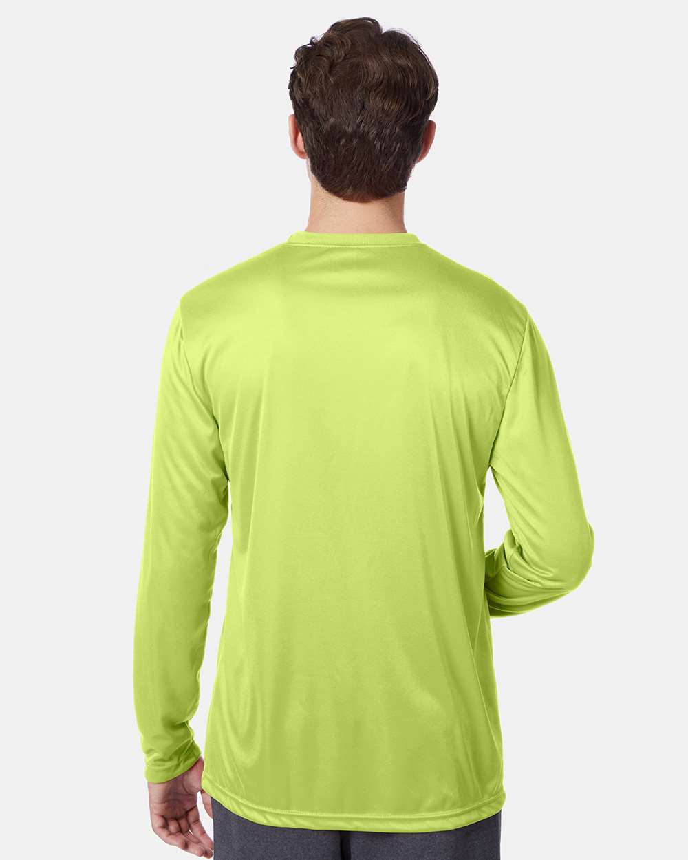 Unisex Cool DRI® Long Sleeve Performance T-Shirt - OnModelBack - B34700163 - Safety Green