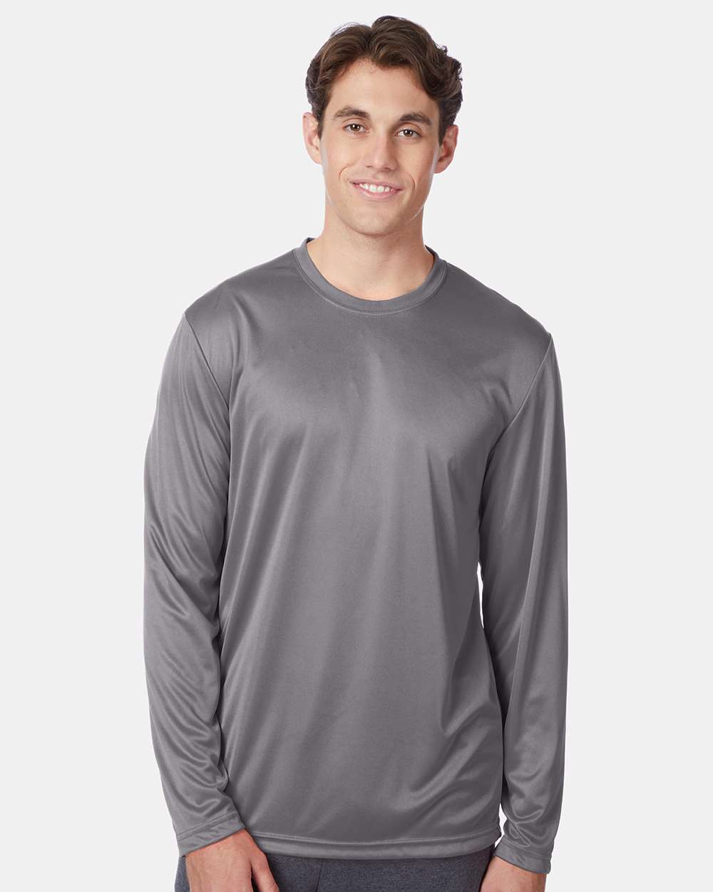 Unisex Cool DRI® Long Sleeve Performance T-Shirt - OnModelFront - B34700133 - Graphite