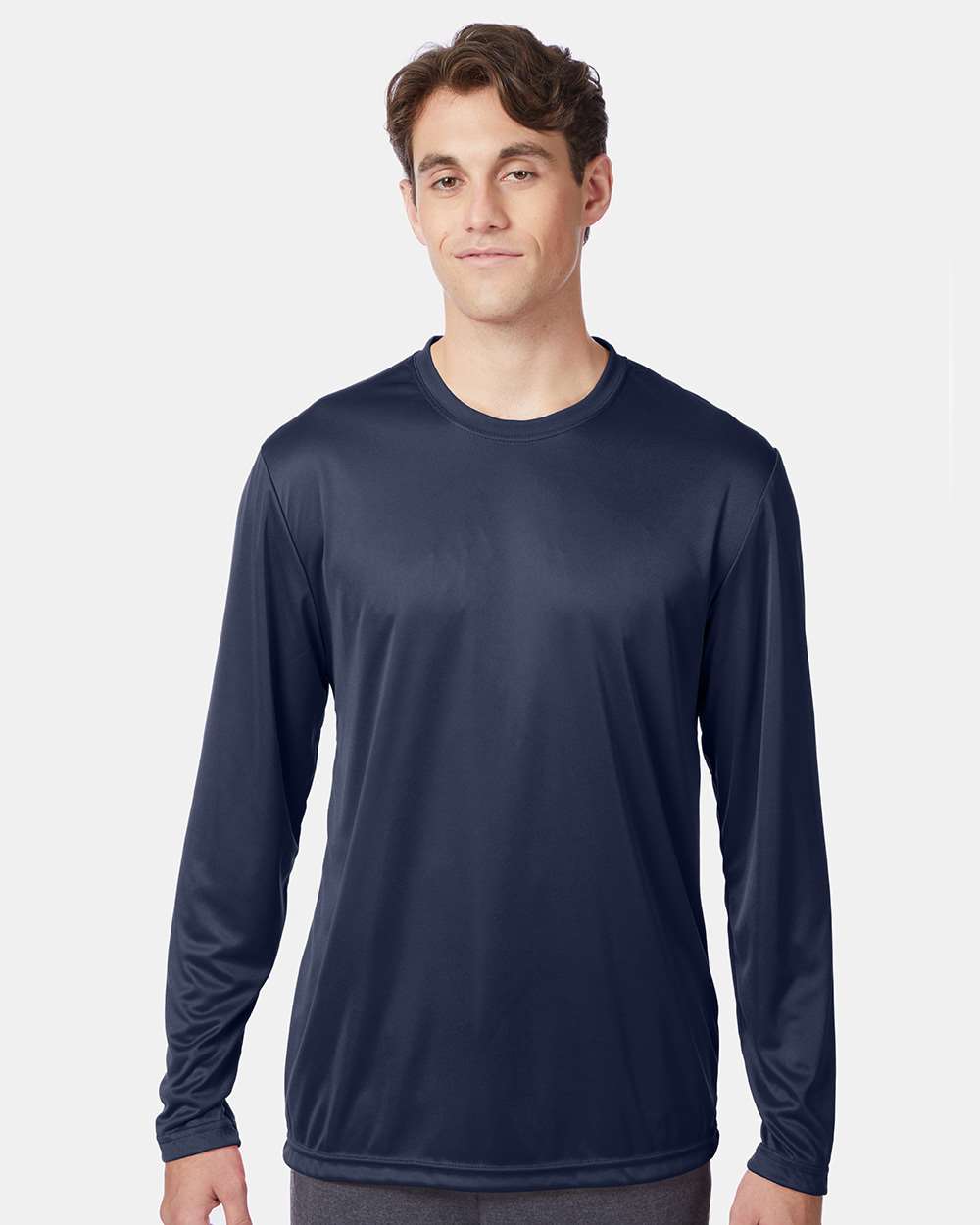 Unisex Cool DRI® Long Sleeve Performance T-Shirt - OnModelFront - B34700653 - Navy