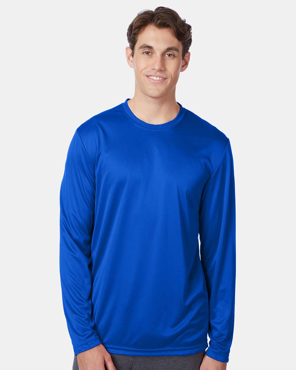Unisex Cool DRI® Long Sleeve Performance T-Shirt - OnModelFront - B34700883 - Deep Royal