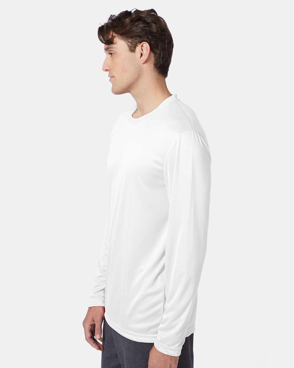 Unisex Cool DRI® Long Sleeve Performance T-Shirt - OnModelSide - B34700003 - White