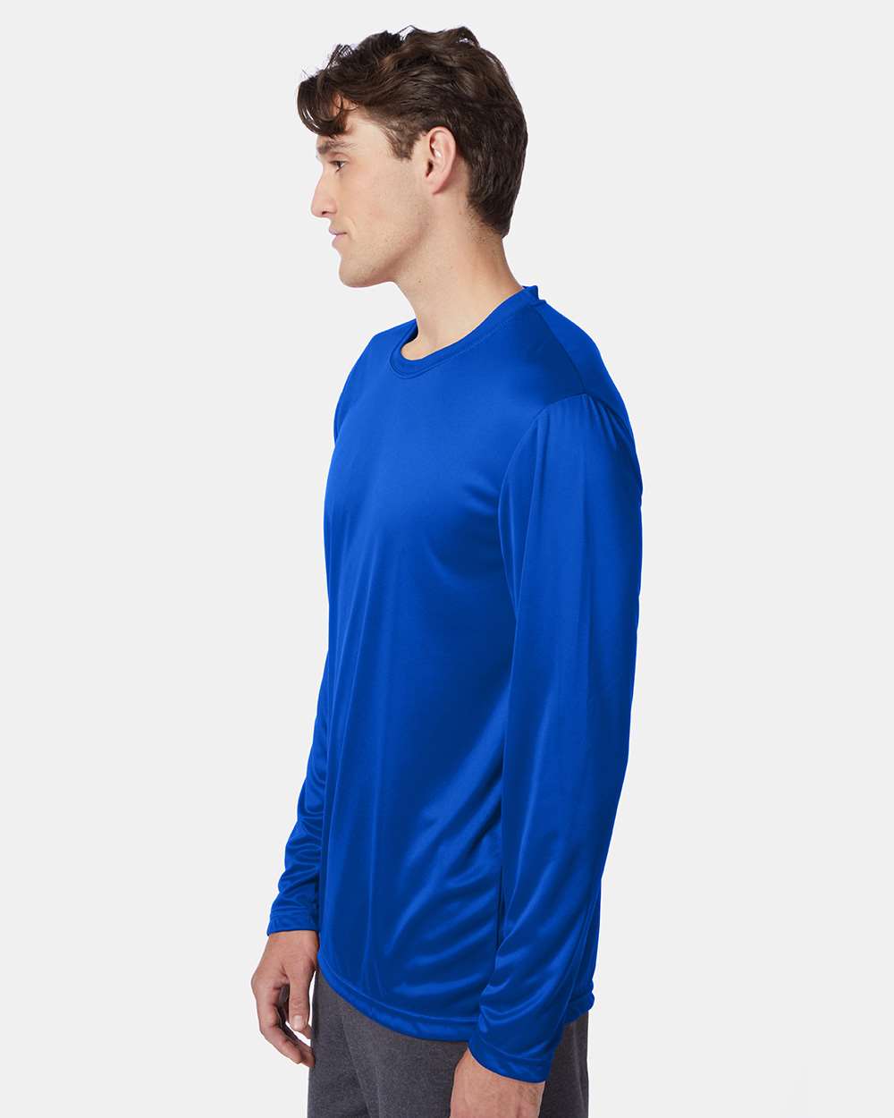 Unisex Cool DRI® Long Sleeve Performance T-Shirt - OnModelSide - B34700883 - Deep Royal