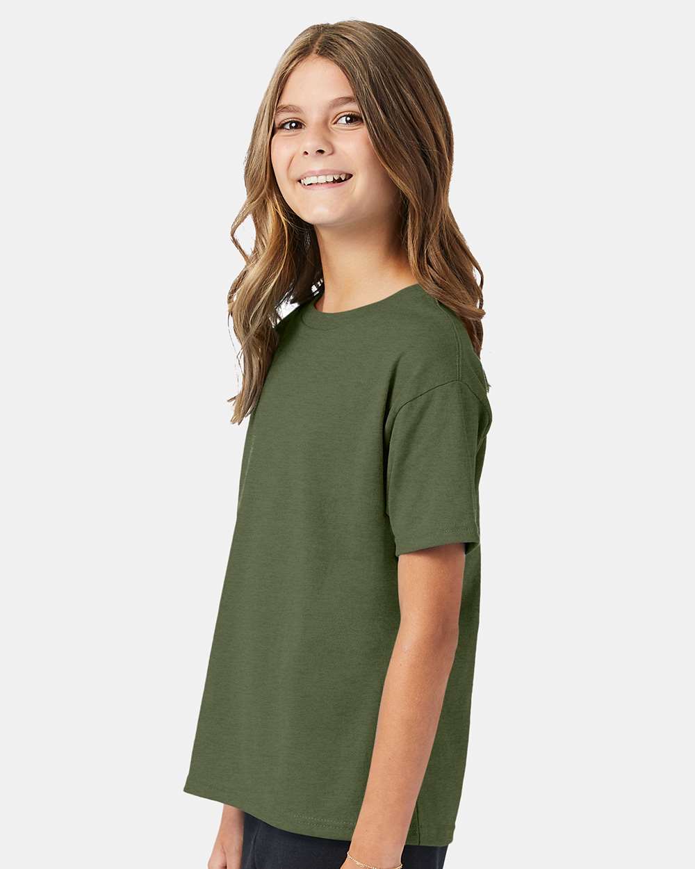 Youth Ecosmart™ T-Shirt - OnModelSide - B30500542 - Heather Green