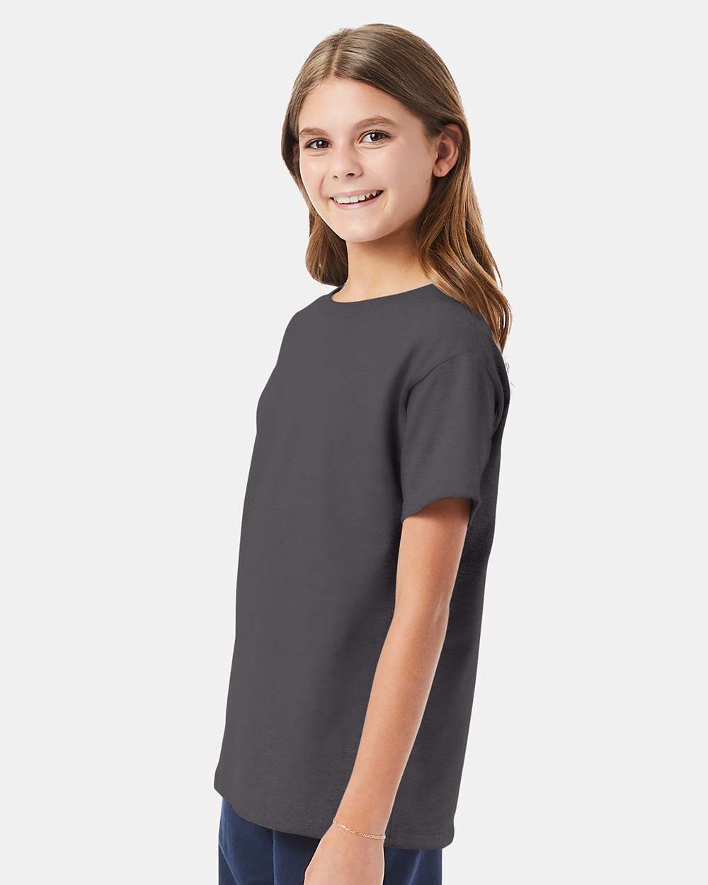 Youth Essential-T T-Shirt - OnModelSide - B31500032 - Smoke Grey